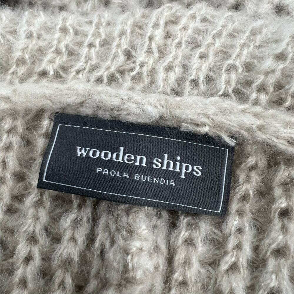 Wooden Ships cowl neck tan poncho sweater wool mohair sz XS - Picture 3 of 4